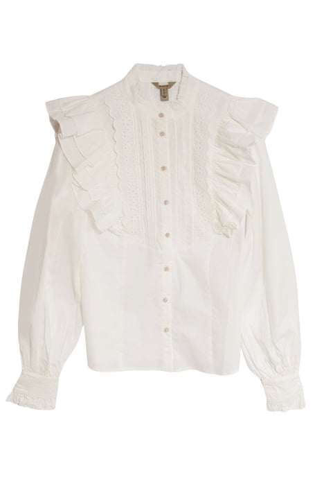 Ruffle Broderie Puff Sleeve Blouse - Image 2