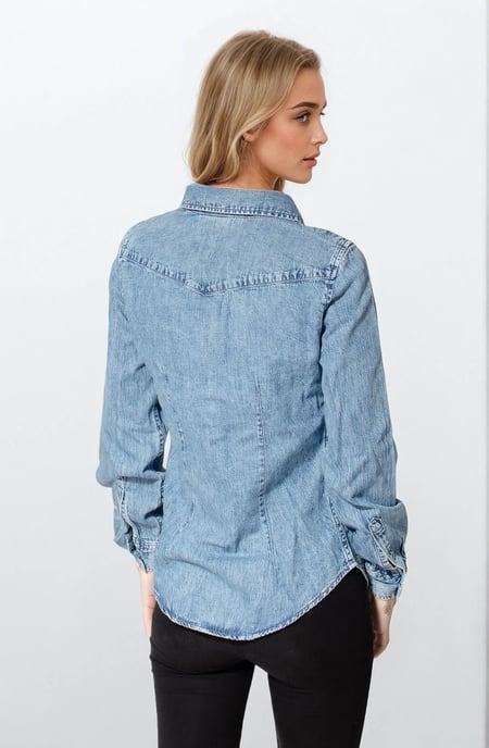 Blue Washed Denim Shirt - Image 3