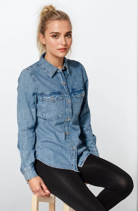 Blue Washed Denim Shirt - Image 4