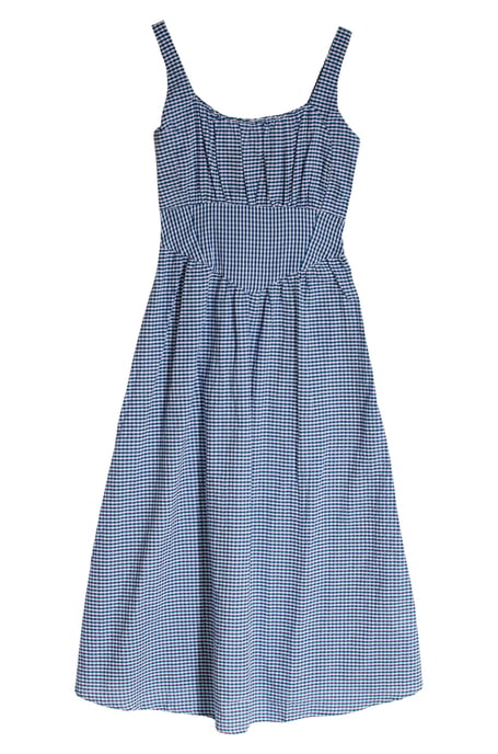 Blue Gingham Milkmaid Maxi Dress - Image 3