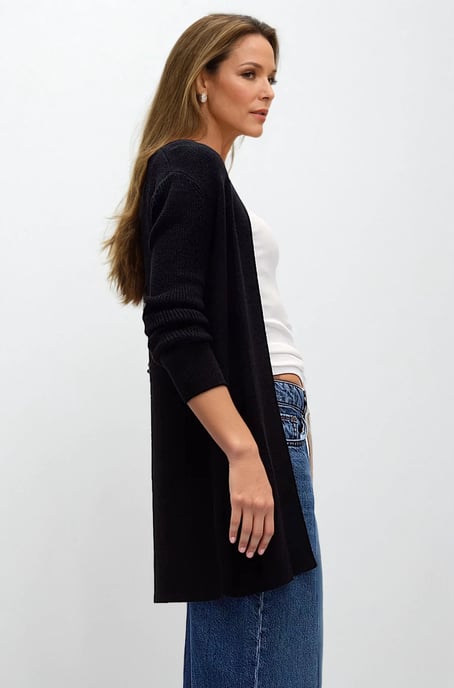 Open Front Ribbed Longline Cardigan - Image 3