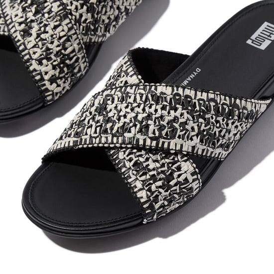 Fitflop Gracie Woven Womens Slides Black/ivory Mix - Image 3