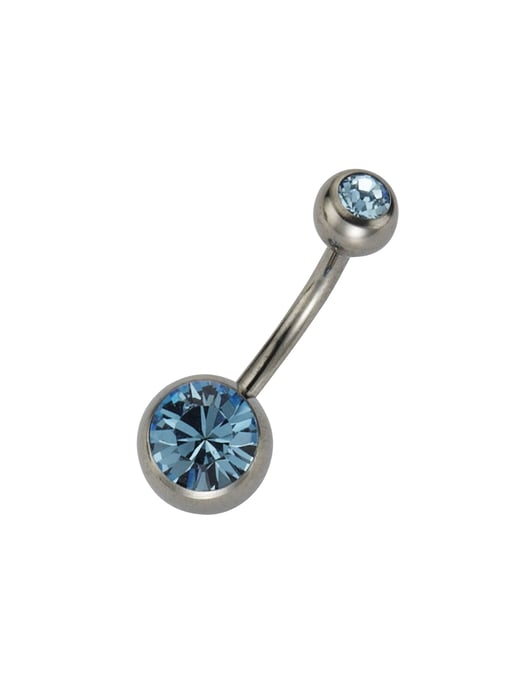 Zeeme Body Jewelry Piercing Titanium silver-coloured crystal light blue - Image 1