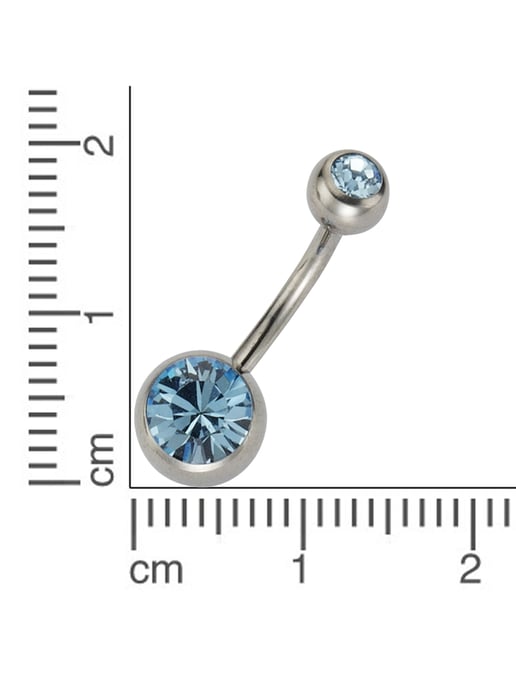 Zeeme Body Jewelry Piercing Titanium silver-coloured crystal light blue - Image 3
