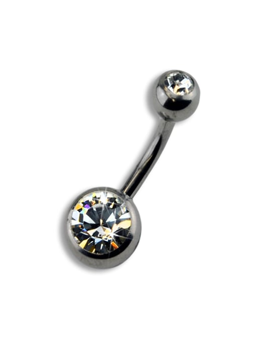 Zeeme Body Jewelry Piercing Titanium silver-coloured crystal white 8mm - Image 1