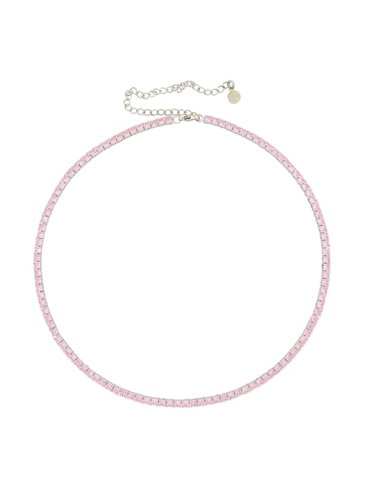 Fashionbox Necklace rhodium-plated with pink zirconia - Image 1