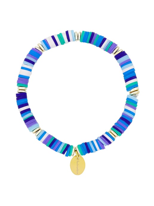 Fashionbox Bracelet Brass vinyl discs multi blue flexible - Image 1