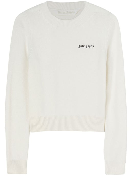 Palm Angels Classic Logo Sweater White - Image 1