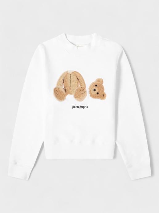 Palm Angels Bear Fitted Crewneck White - Image 1