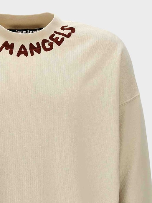 Palm Angels Seasonal Logo Crewneck White Red - Image 3