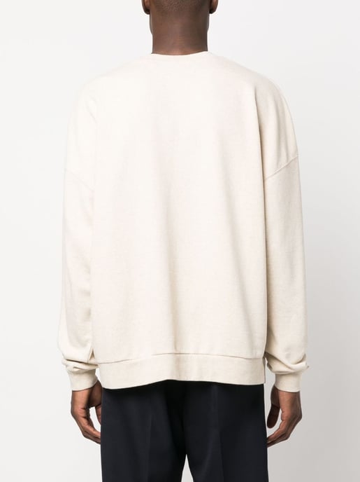 Palm Angels Linen Crewneck Beige Black - Image 2