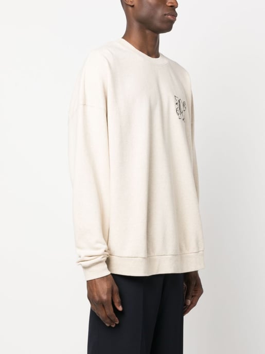 Palm Angels Linen Crewneck Beige Black - Image 3