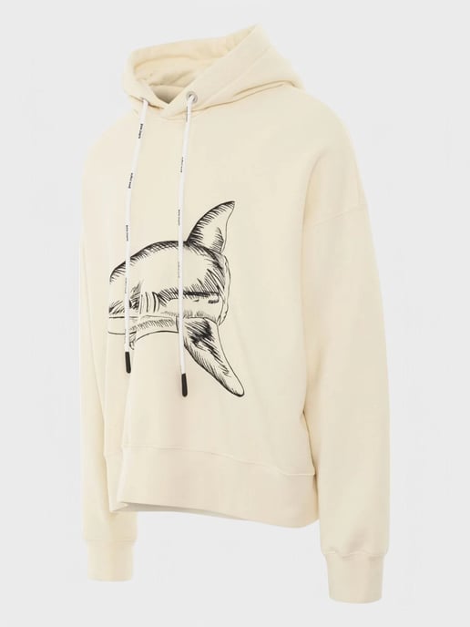 Palm Angels Split Shark Hoodie Butter/Black - Image 2
