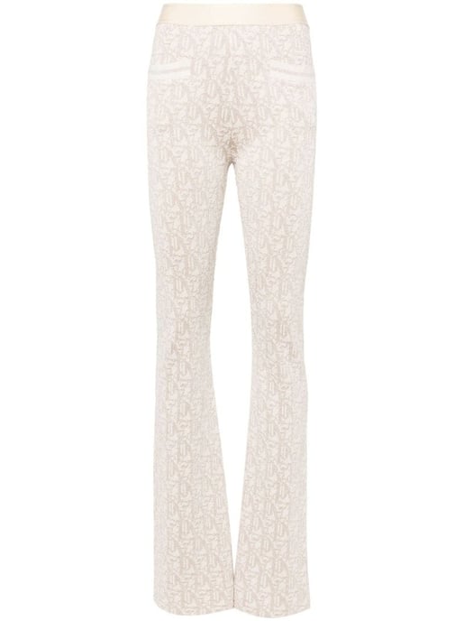 Palm Angels Monogram Jacquard Stickade Byxor Beige - Image 1