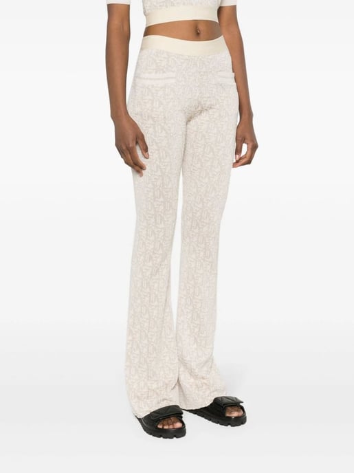 Palm Angels Monogram Jacquard Stickade Byxor Beige - Image 4