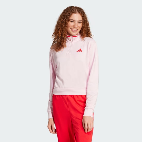 Essentials Color Pop French Terry Crop Quarter-Zip Track Jacket - Image 1