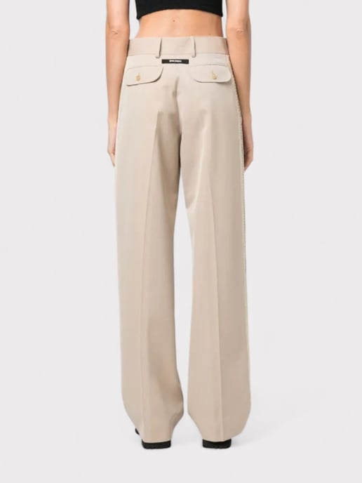 Palm Angels Tab Knit Pants Beige - Image 2