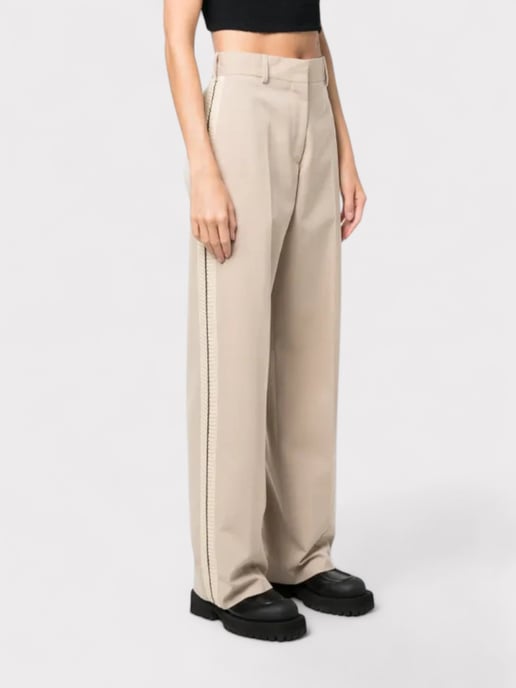 Palm Angels Tab Knit Pants Beige - Image 3