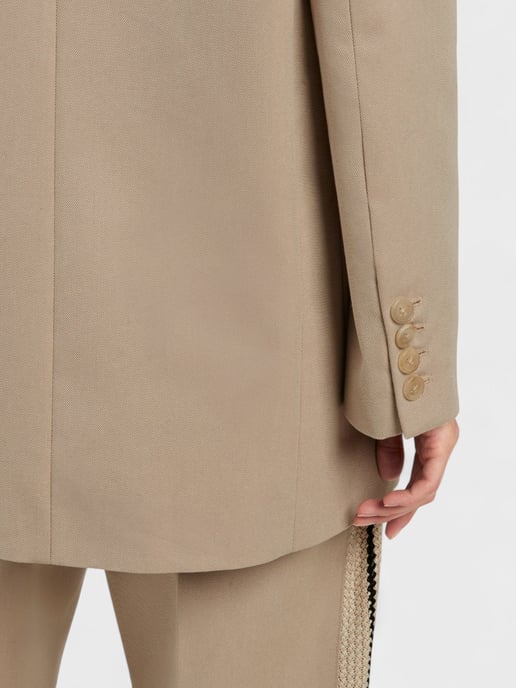 Palm Angels Knit Tape Blazer Beige - Image 2