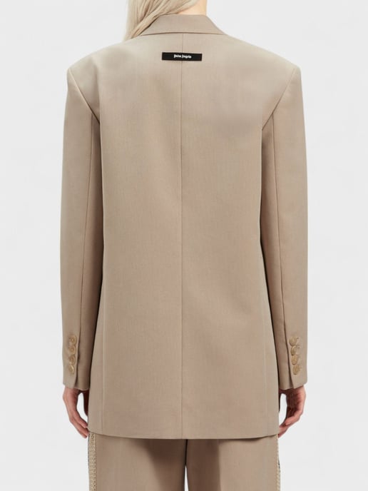 Palm Angels Knit Tape Blazer Beige - Image 3