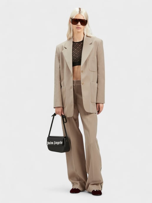 Palm Angels Knit Tape Blazer Beige - Image 4