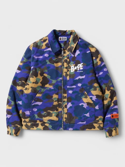 Bape X Heron Preston Mix 1St Camo Duck Trucker Jacket Purple - Image 1