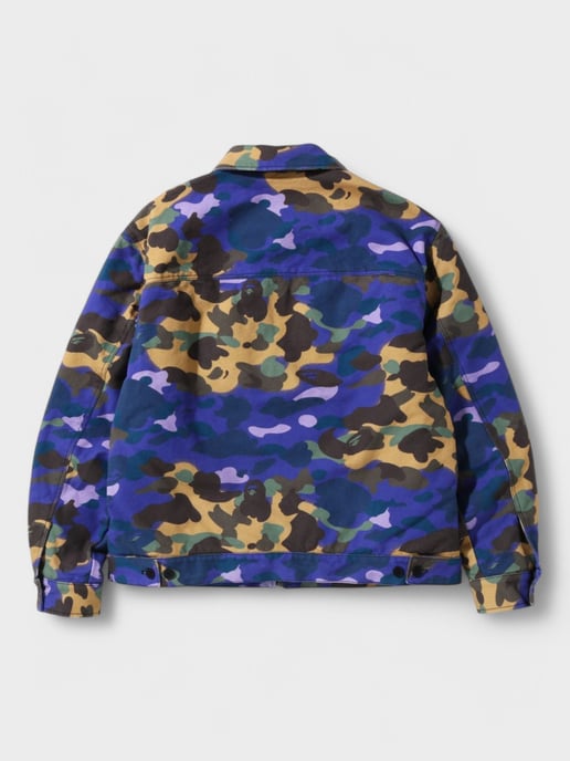 Bape X Heron Preston Mix 1St Camo Duck Trucker Jacket Purple - Image 2