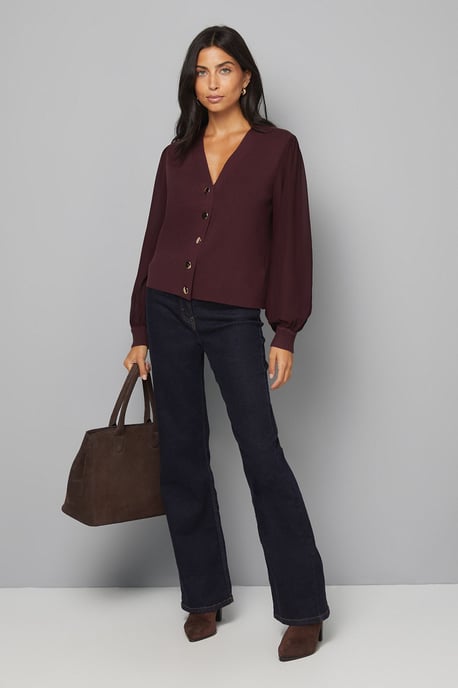 Chiffon Sleeve Button Front Cardigan - Image 2