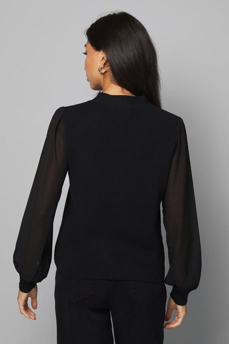 Chiffon Sleeve Button Front Cardigan - Image 3