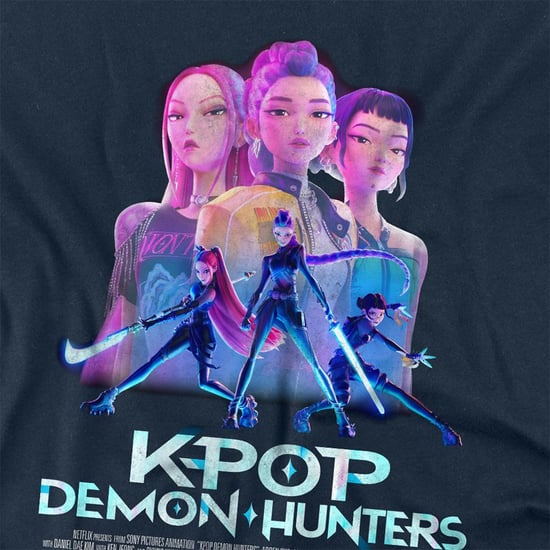 K-Pop Demon Hunters Unisex Adult Huntr/X Poster Long-Sleeved T-Shirt (Navy) - Image 3