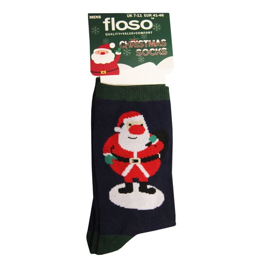 FLOSO Mens Santa Christmas Socks (Navy) - Image 1
