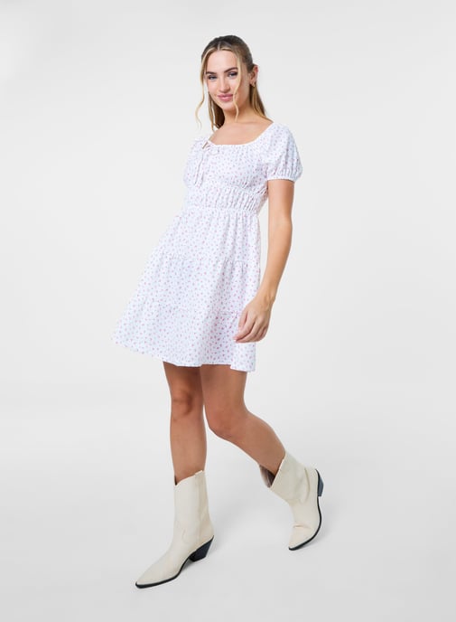 Ditsy Puff Sleeve Tiered Mini Dress - Image 2