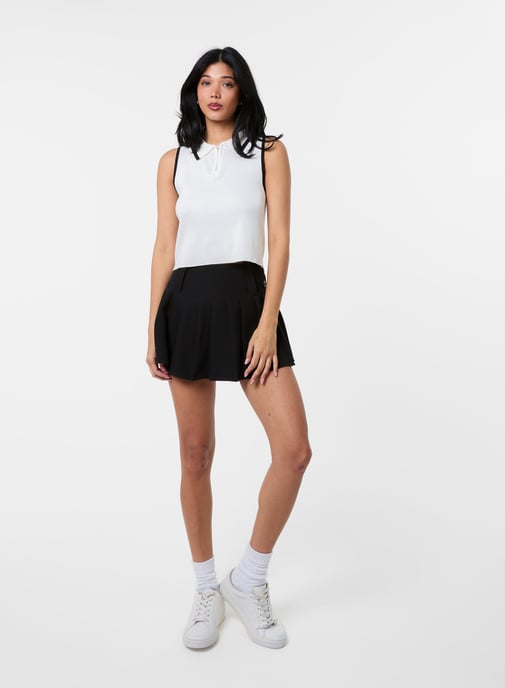 Half Zip Crop Polo Top With Contrast Piping - Image 2