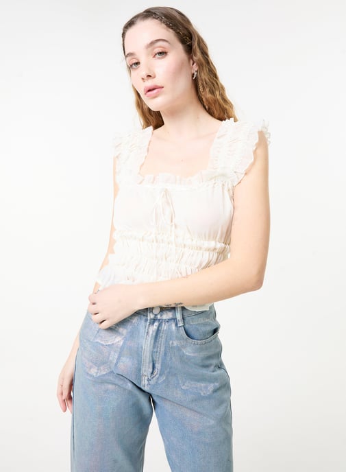 Ribbon Trim Milkmaid Top - Image 3