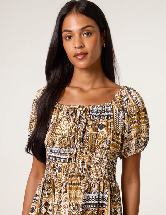 Scoop Neck Paisley Dress - Image 3