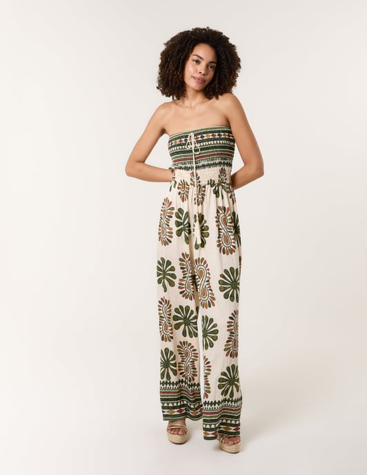 Strapless Elasticated Printed Jumpsuit - Image 1
