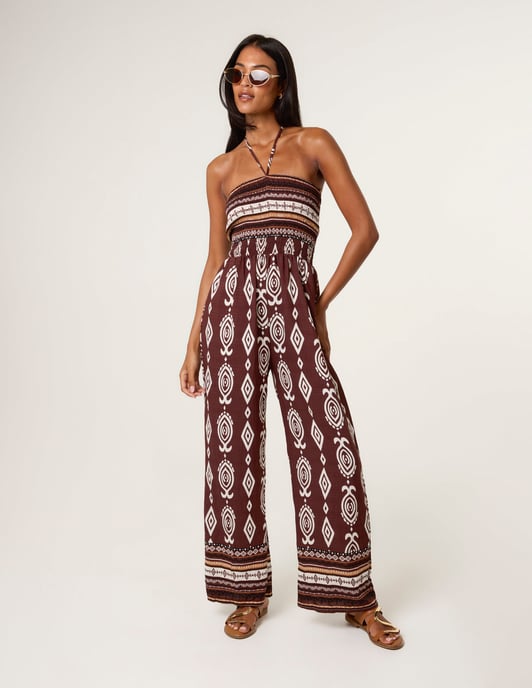 Ethnic Print Strapless Elasticated Jumpsuit - Image 1