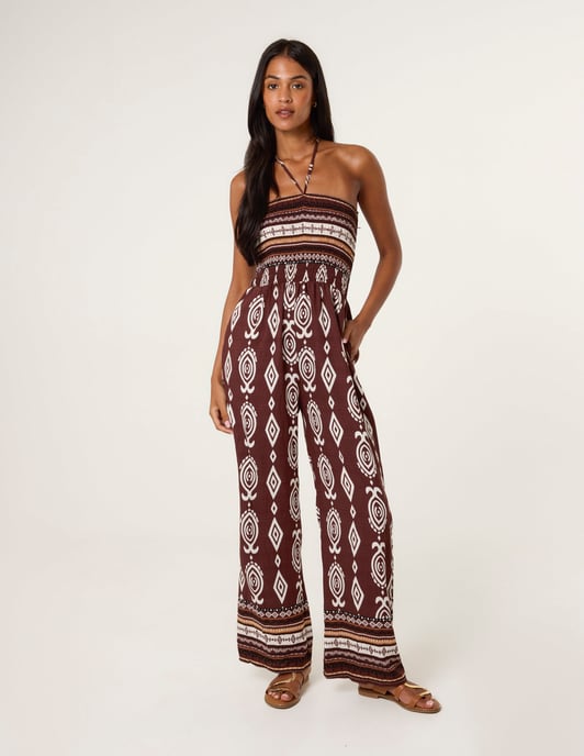 Ethnic Print Strapless Elasticated Jumpsuit - Image 3