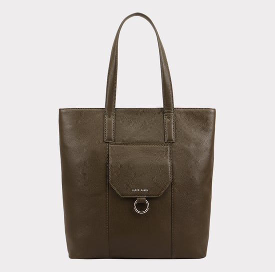 Edyln Khaki Leather Shoulder Bag - Image 1