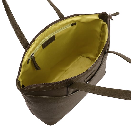 Gloshi Khaki Leather Shoulder Bag - Image 3