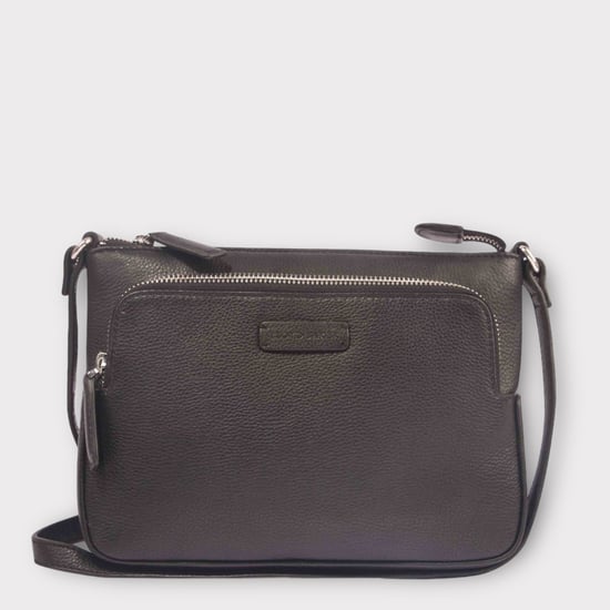 Deval Black Leather Cross Body Bag - Image 5