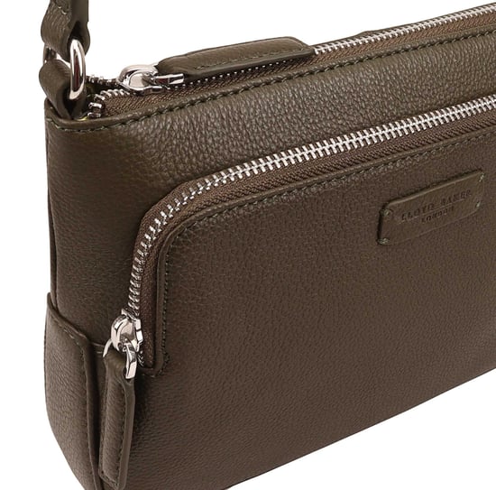 Deval Khaki Leather Cross Body Bag - Image 3