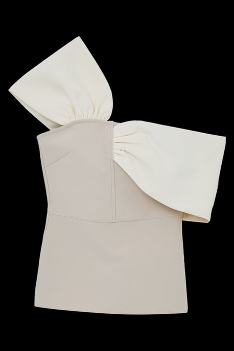 Figure Form Bandage Knit Asymmetric Strap Top - Image 4