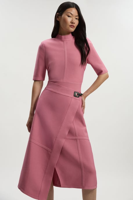Figure Form Bandage Asymmetric Knit Midi Dress - Image 1