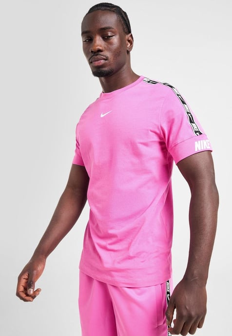 Nike Sportswear Mens Repeat Tape Logo T Shirt in Pink - Image 1