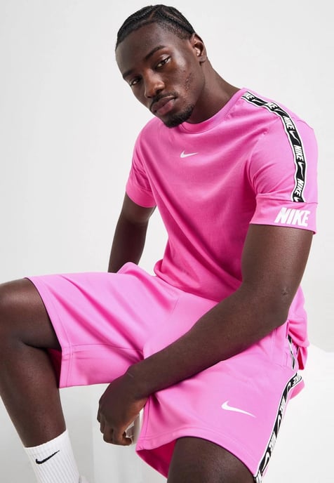 Nike Sportswear Mens Repeat Tape Logo T Shirt in Pink - Image 3