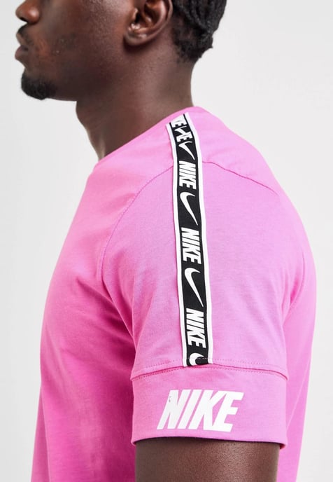 Nike Sportswear Mens Repeat Tape Logo T Shirt in Pink - Image 4