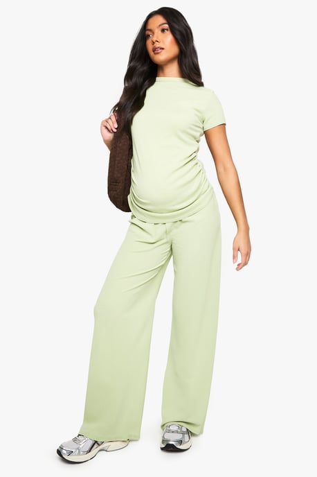 Maternity Ruched Side Tshirt And Wide Leg Co-Ord - Image 3