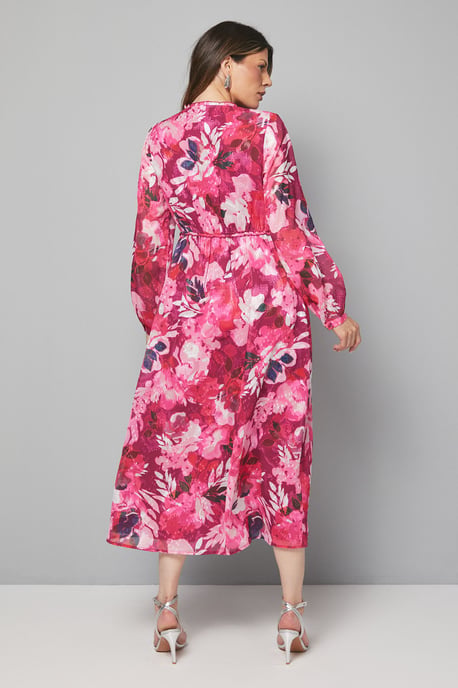Floral Jacquard Ruffle Midi Dress - Image 4