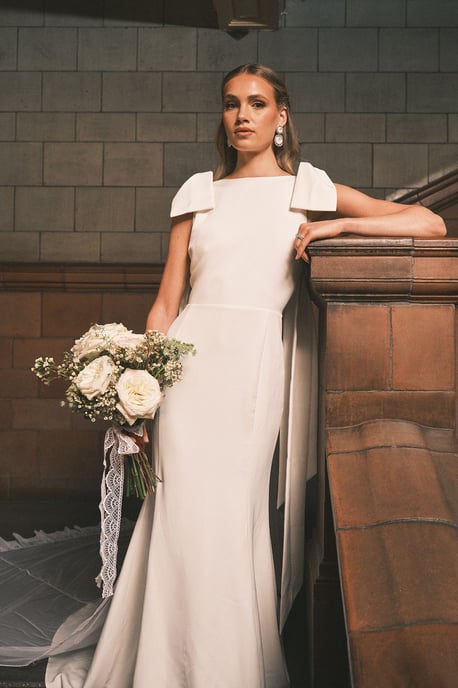 Bow Detail Button Back Maxi Wedding Dress - Image 1